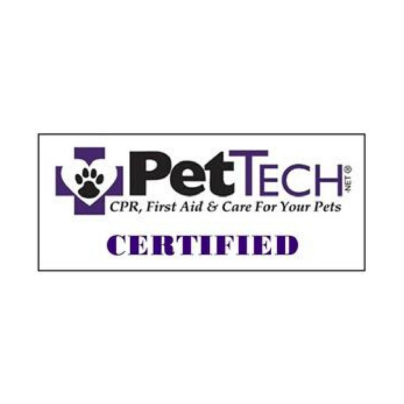 We're trained in Pet CPR and First Aid through Pet Tech